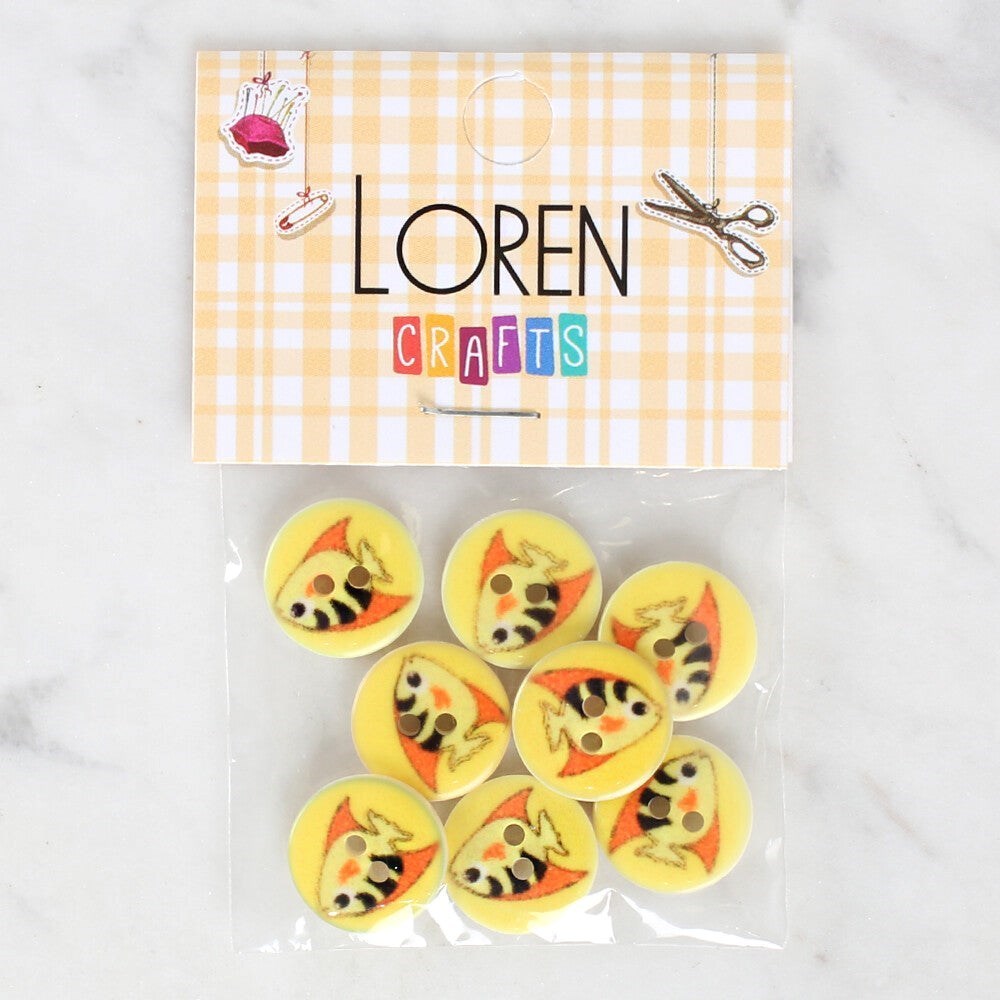 Loren Crafts 8'Li Balık Düğme - 1183