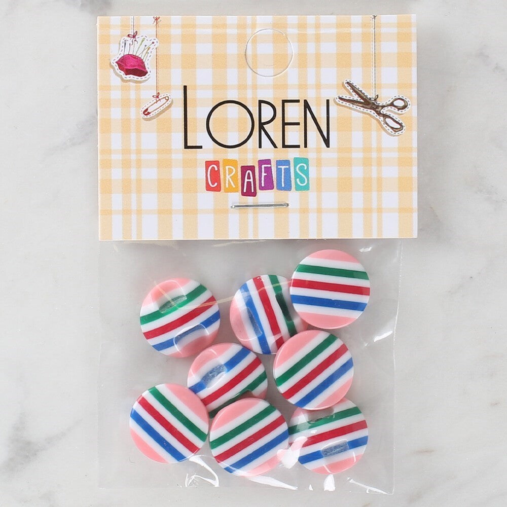 Loren Crafts 8'Li Desenli Düğme - 1103