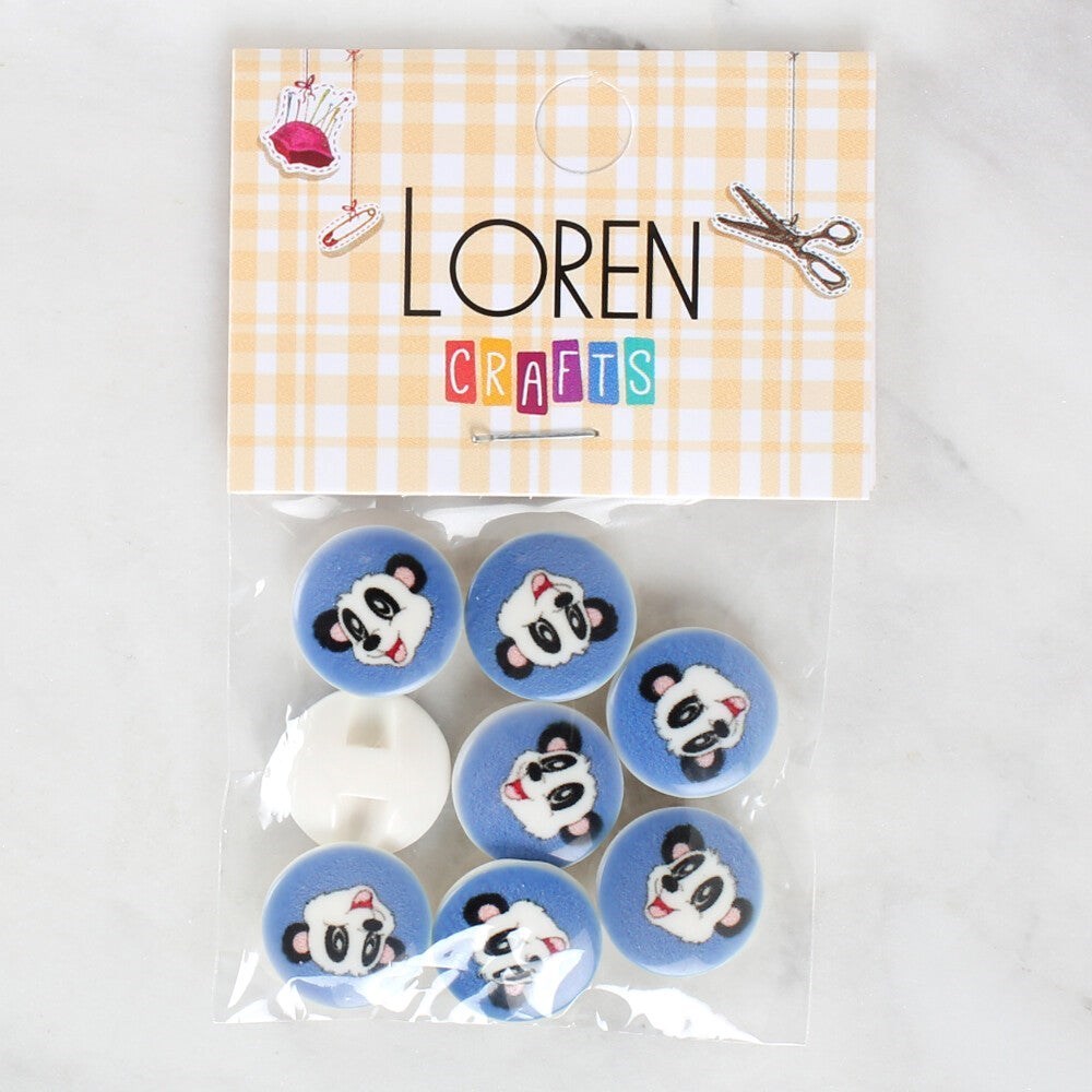 Loren Crafts 8'Li Panda Düğme - 1056
