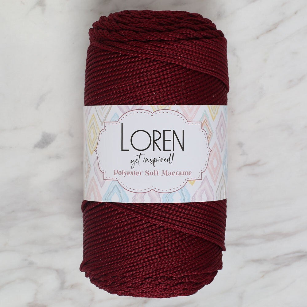Loren Polyester Soft Macrame Bordo El Örgü İpi - Lm039 - 34444