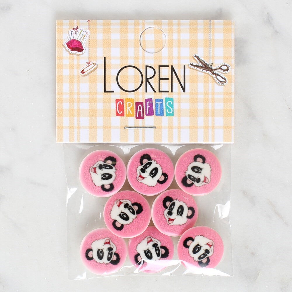 Loren Crafts 8'Li Panda Düğme - 1051