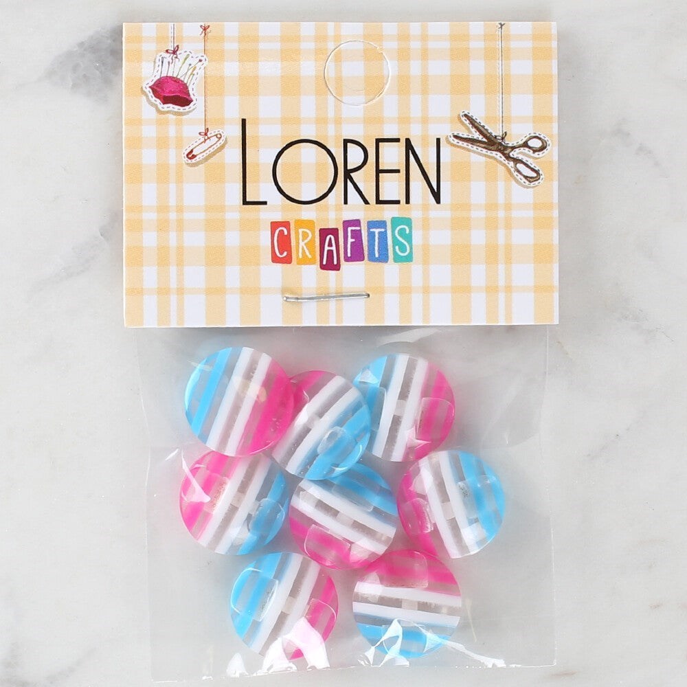 Loren Crafts 8'Li Desenli Düğme - 1093