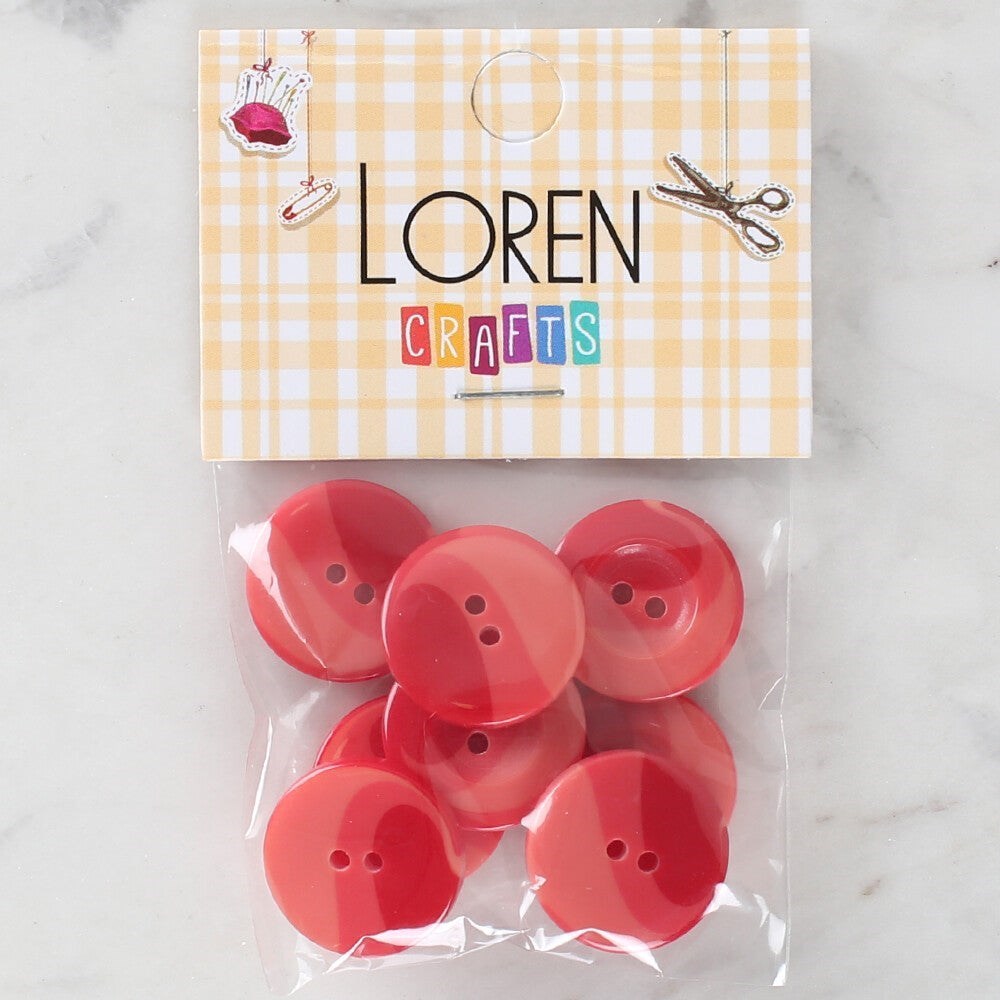 Loren Crafts 8'Li Düğme Kırmızı - 1128