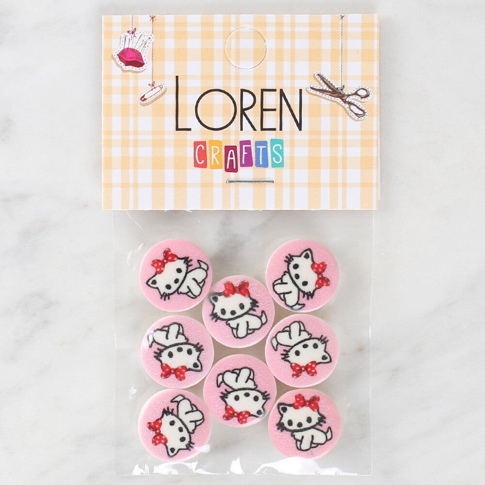 Loren Crafts 8'Li Kedi Düğme - 1027