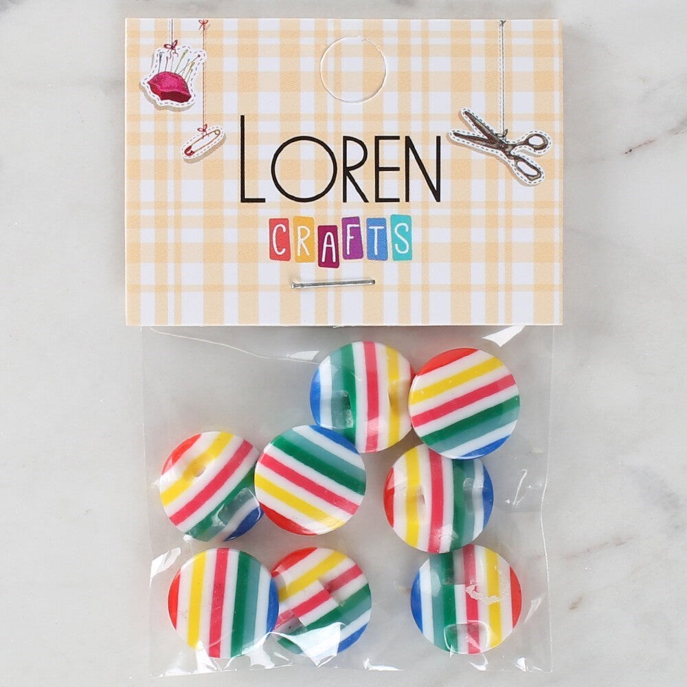 Loren Crafts 8'Li Desenli Düğme - 1097