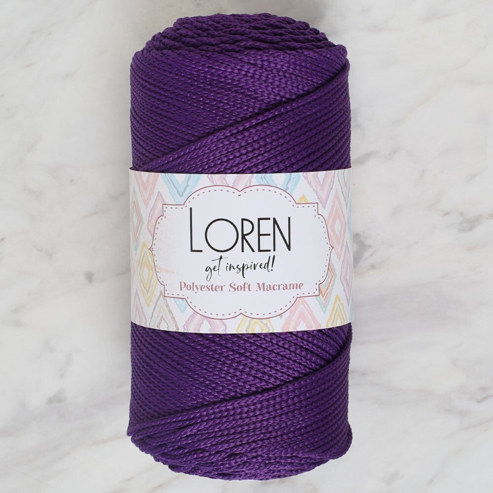 Loren Polyester Soft Macrame Koyu Mor El Örgü İpi - Lm037 - 34442