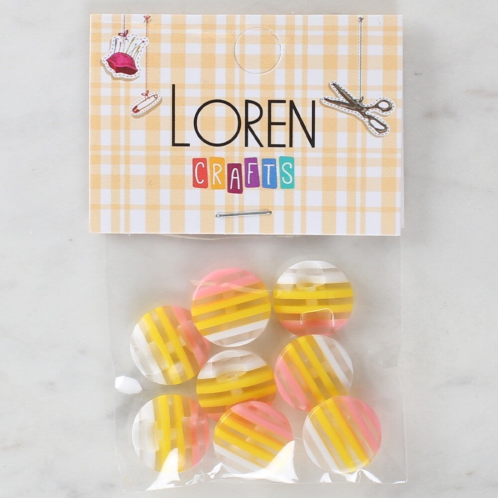 Loren Crafts 8'Li Desenli Düğme - 1086