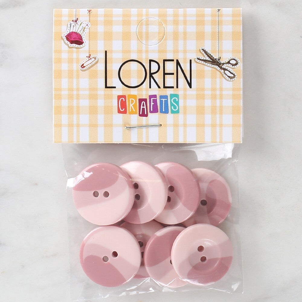 Loren Crafts 8'Li Düğme Pembe - 1123