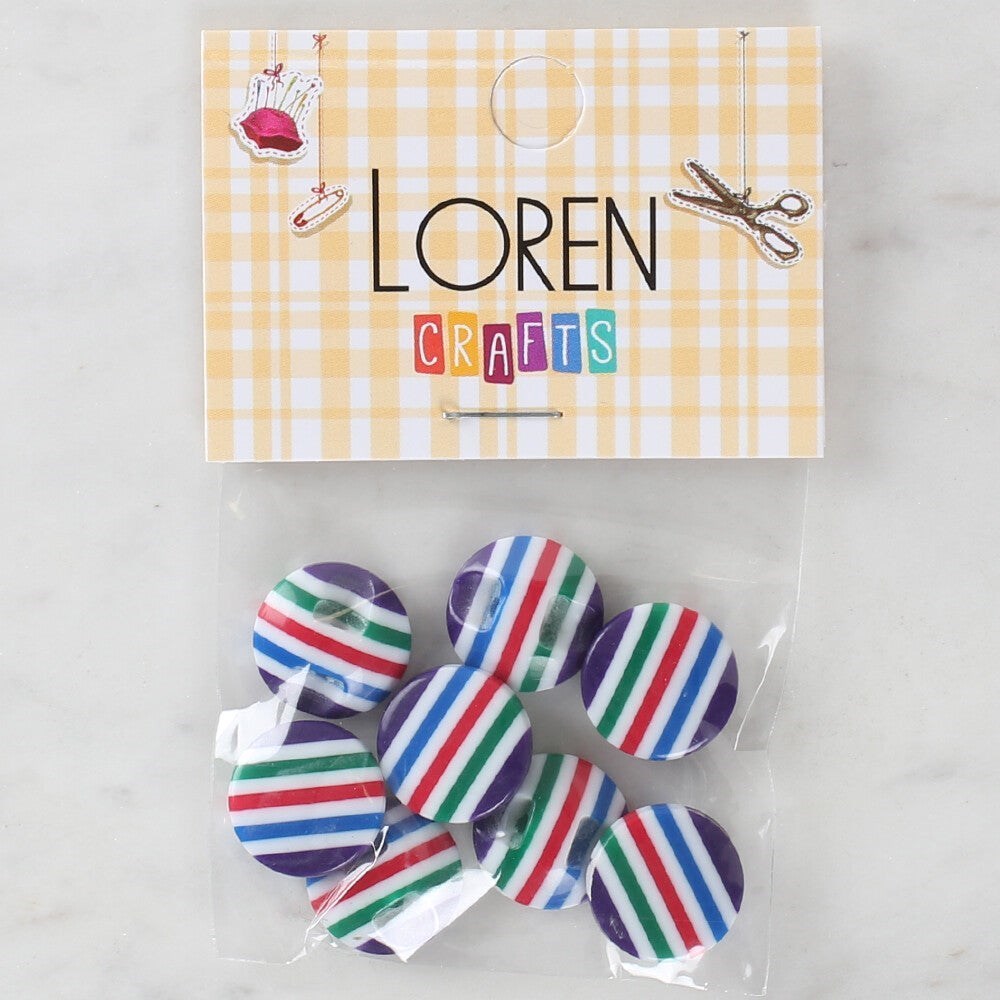 Loren Crafts 8'Li Desenli Düğme - 1084