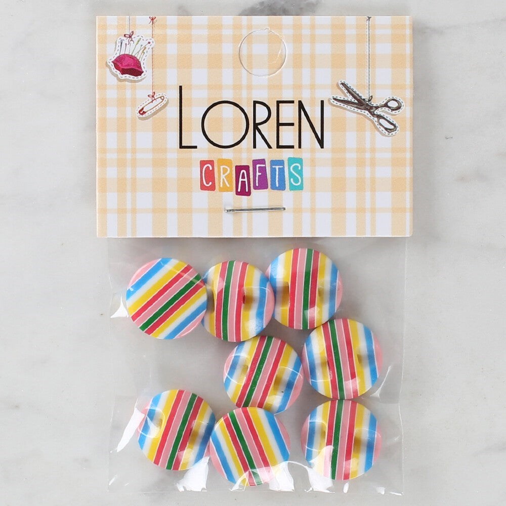 Loren Crafts 8'Li Desenli Düğme - 1096