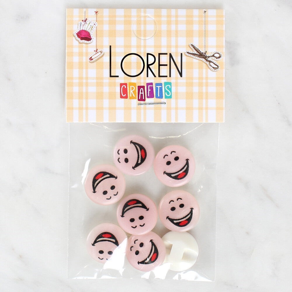 Loren Crafts 8'Li Gülen Yüz Düğme - 1025