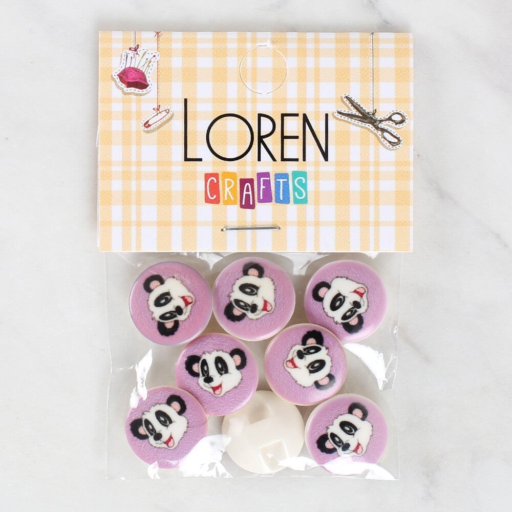 Loren Crafts 8'Li Panda Düğme - 1055