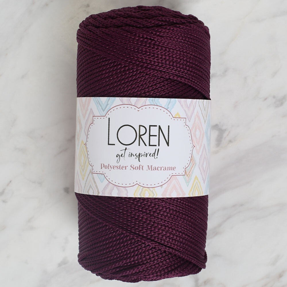 Loren Polyester Soft Macrame Patlıcan Moru El Örgü İpi - Lm038 - 34443