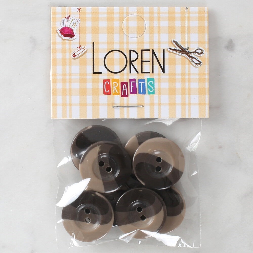 Loren Crafts 8'Li Düğme Kahverengi - 1139