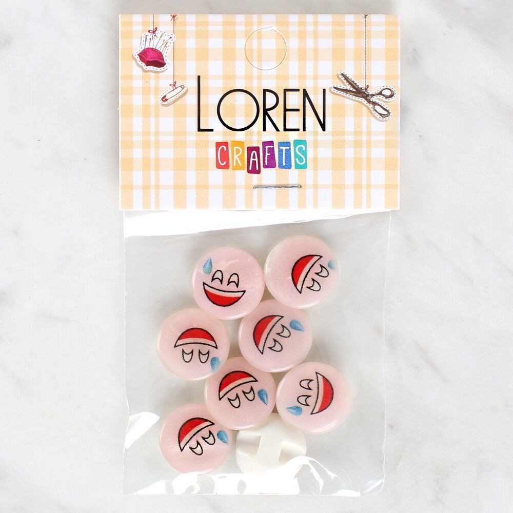 Loren Crafts 8'Li Gülen Yüz Düğme - 1017