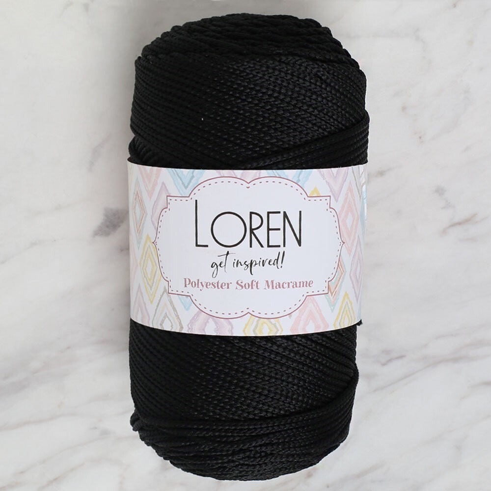 Loren Polyester Soft Macrame Siyah El Örgü İpi - Lm040 - 34445
