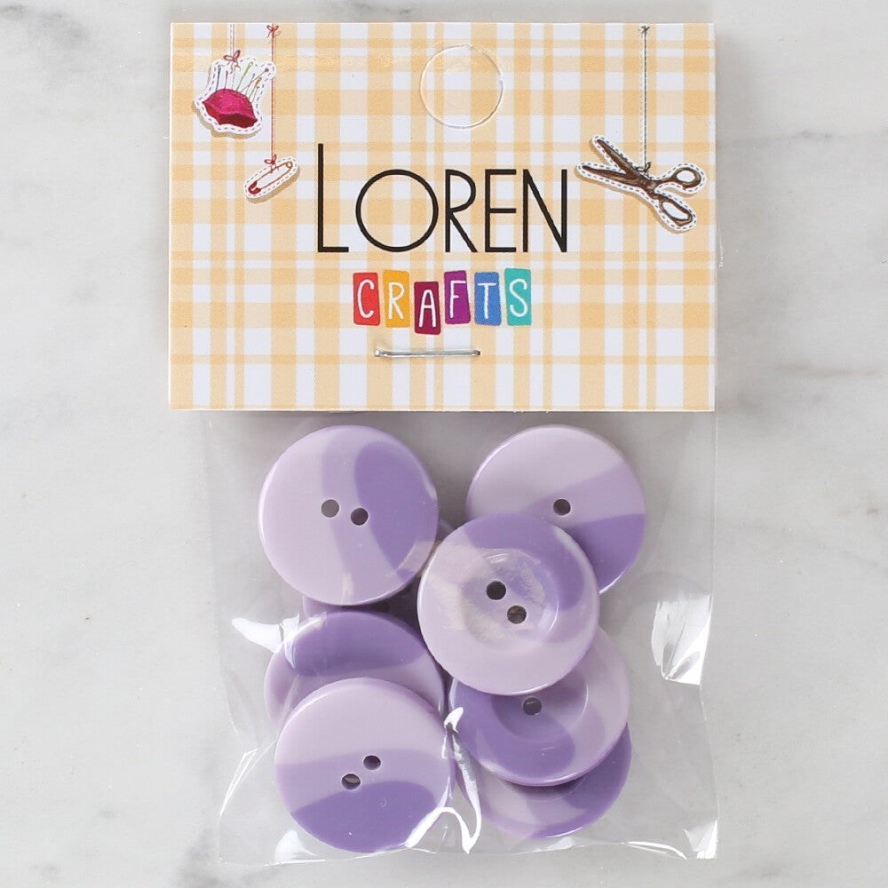 Loren Crafts 8'Li Düğme Mor - 1136