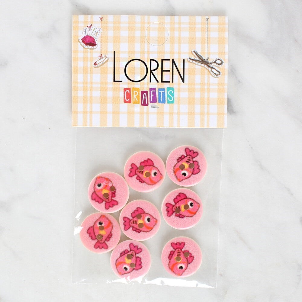 Loren Crafts 8'Li Balık Düğme - 1156