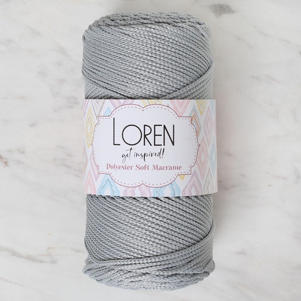 Loren Polyester Soft Macrame Açık Gri El Örgü İpi - Lm036 - 34441