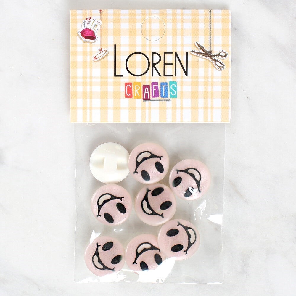 Loren Crafts 8'Li Gülen Yüz Düğme - 1018