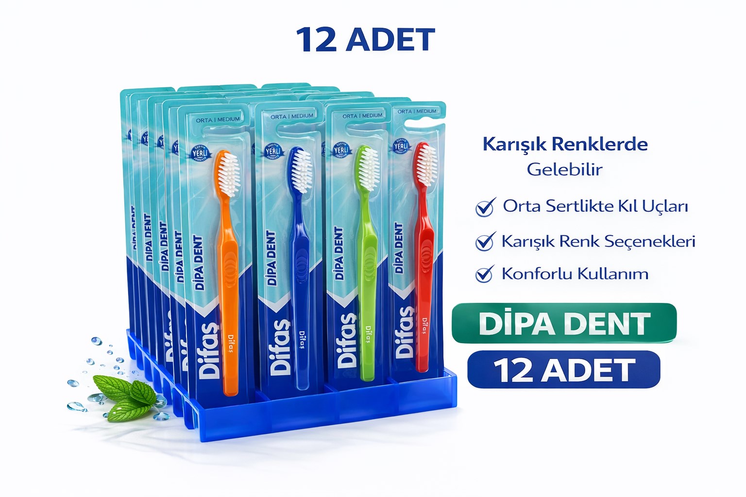 Difas Dipa Dent Medium Diş Fırçası Orta Sert 12 ADET
