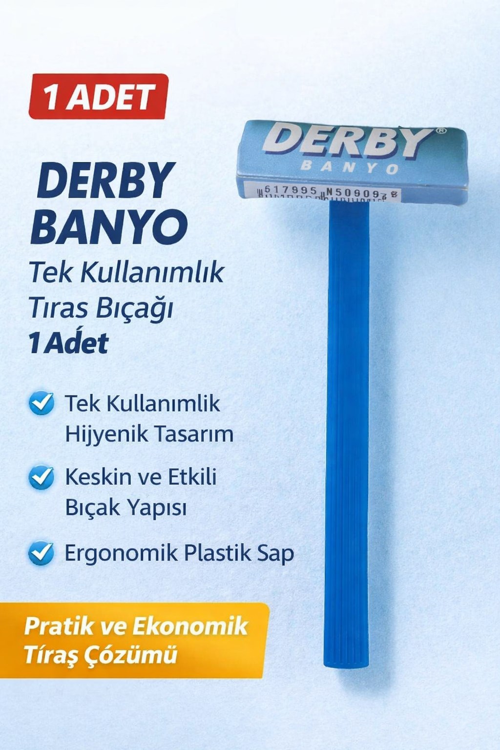 Derby Banyo Tek Kullanımlık Tıraş Bıçağı 1 Adet Plastik Saplı Pratik Tıraş Jileti