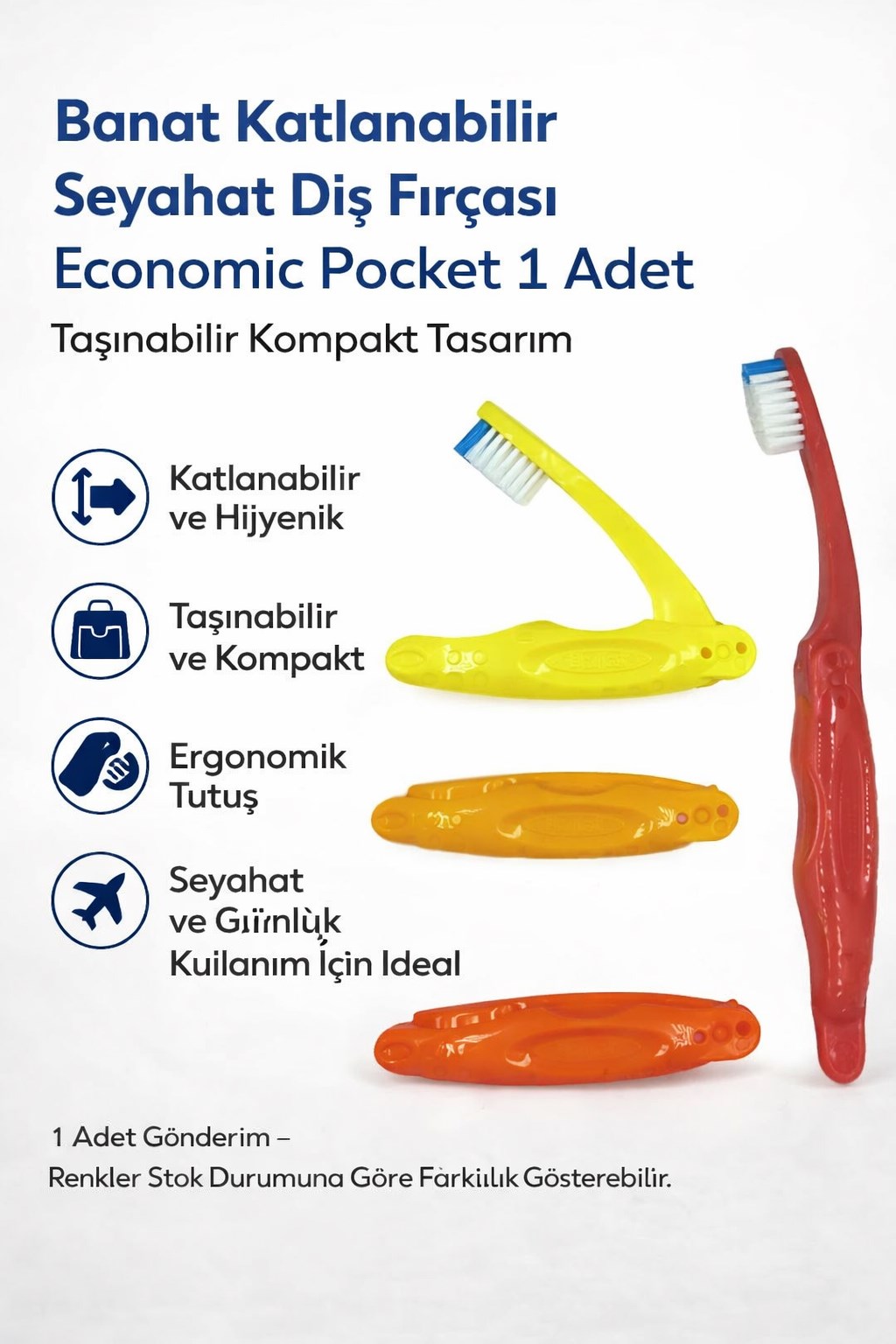 Banat Katlanabilir Seyahat Diş Fırçası Economic Pocket 1 Adet Taşınabilir Kompakt Tasarım