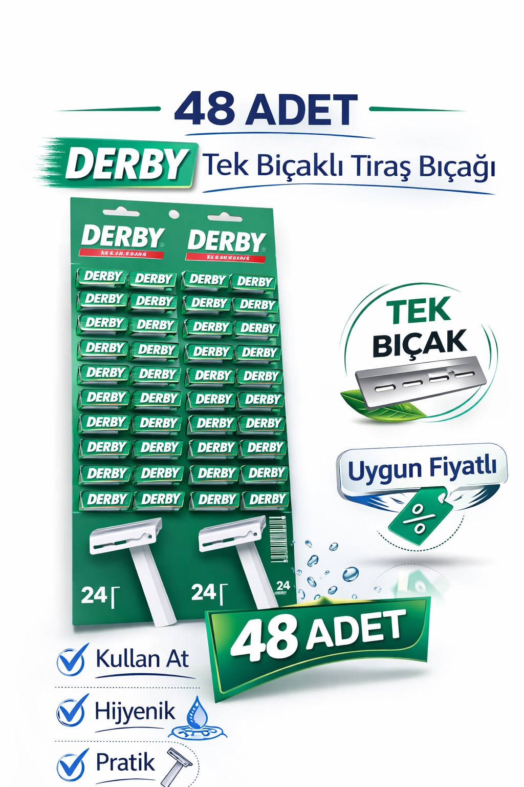 Derby Tek Bıçaklı Tıraş Bıçağı Avantajlı Paket Seçenekleri 48 ADET