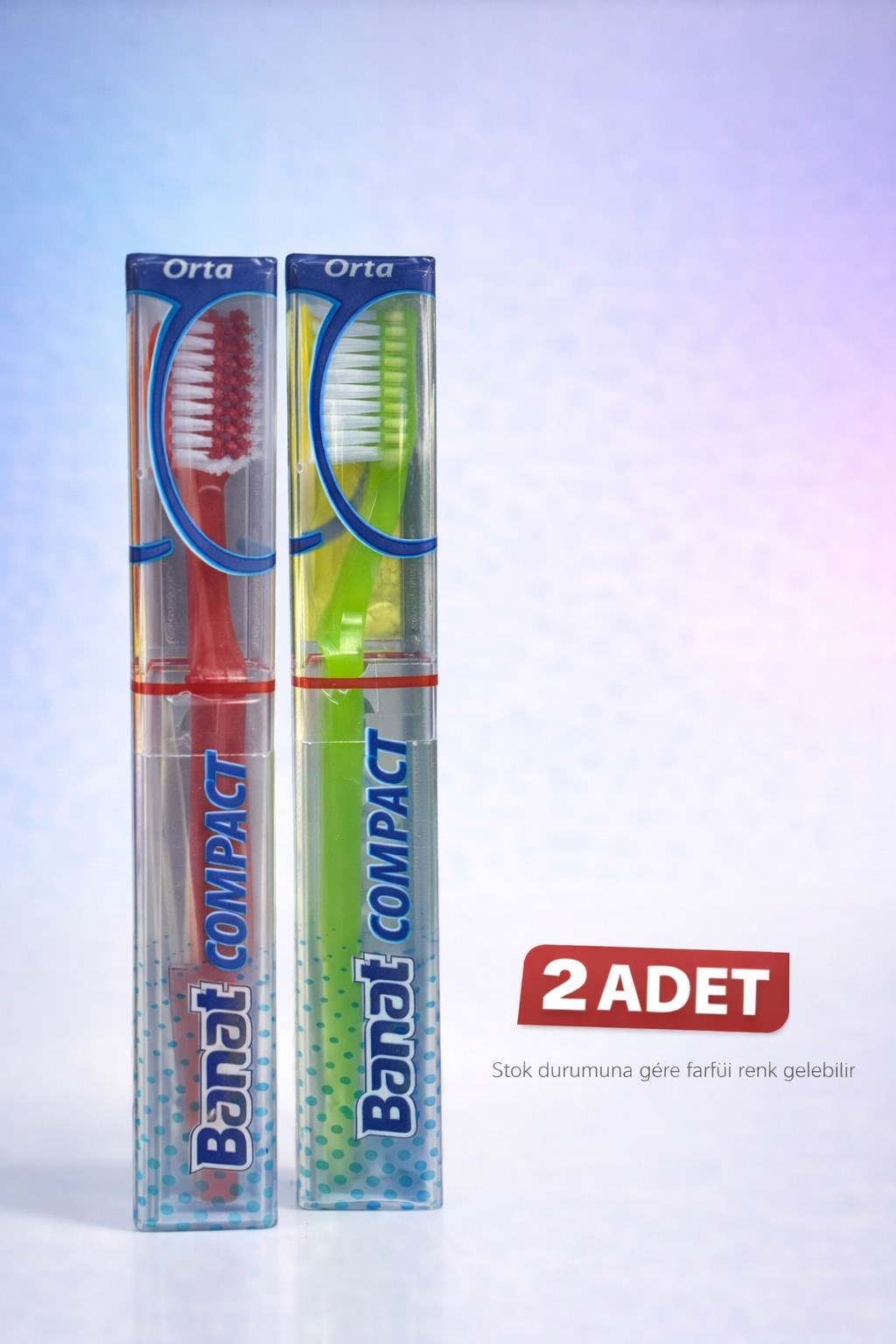 Banat Compact Kutulu Diş Fırçası 2 Adet Orta Sert Koruyucu Kapaklı Set