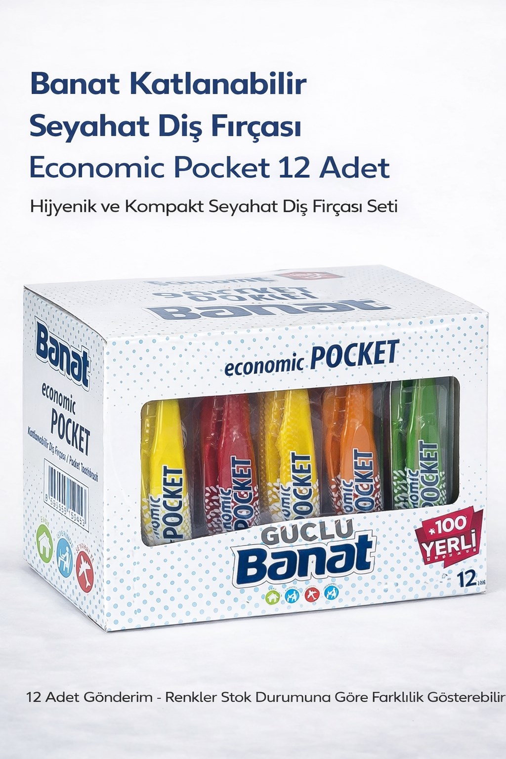 Banat Katlanabilir Seyahat Diş Fırçası Economic Pocket 12 Adet Taşınabilir Kompakt Tasarım