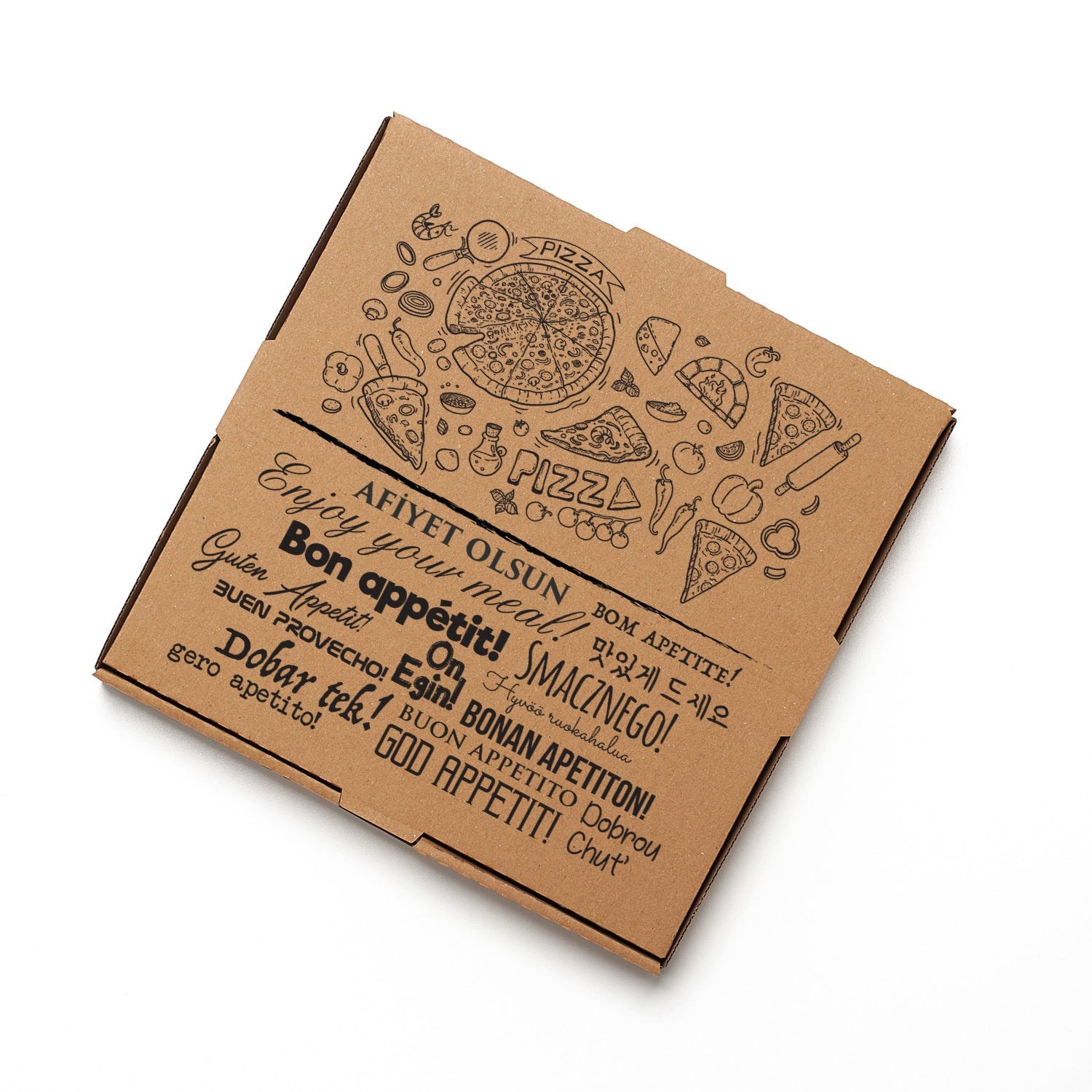 Baskılı Orta Boy Pizza Kutusu 28 x 28 x 4 cm