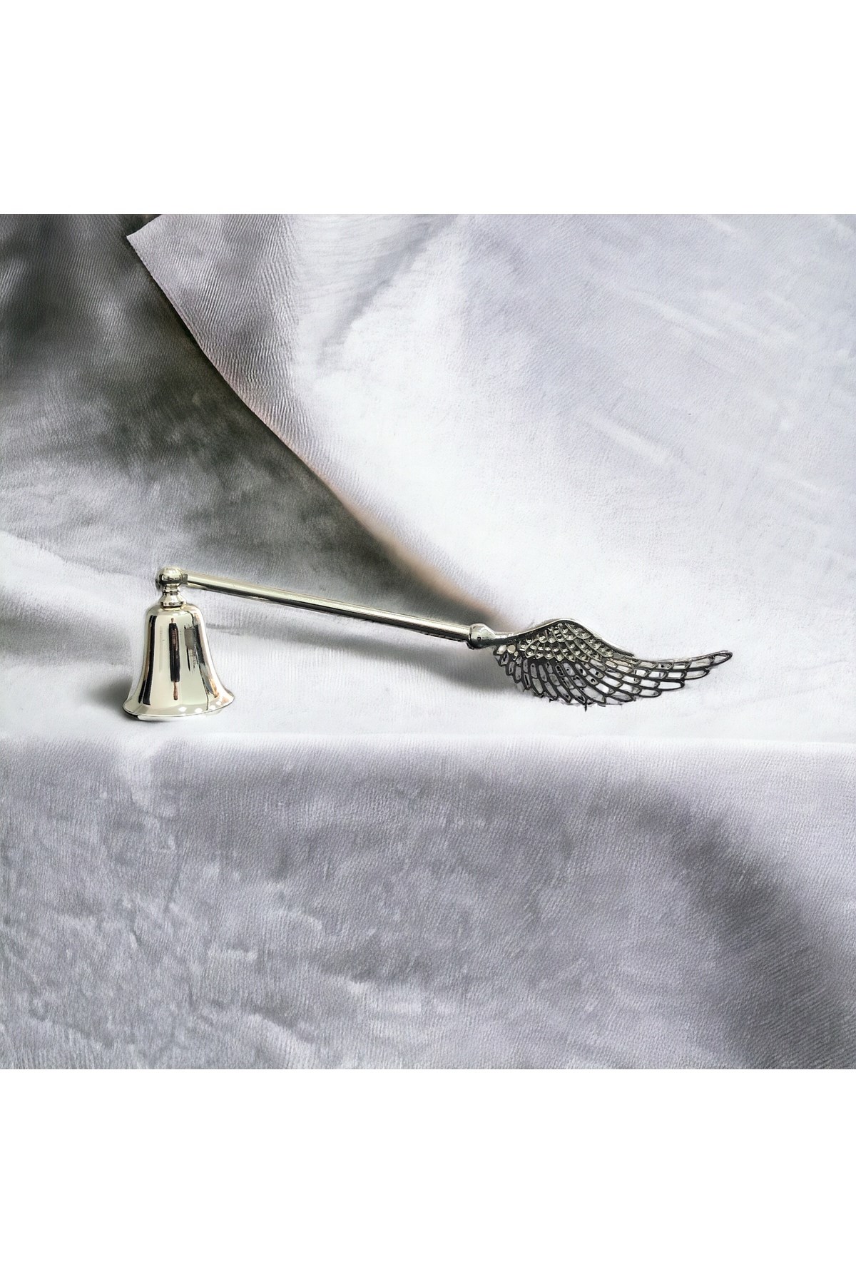 Uzun Melek Kanatlı Mum Söndürücü-gümüş