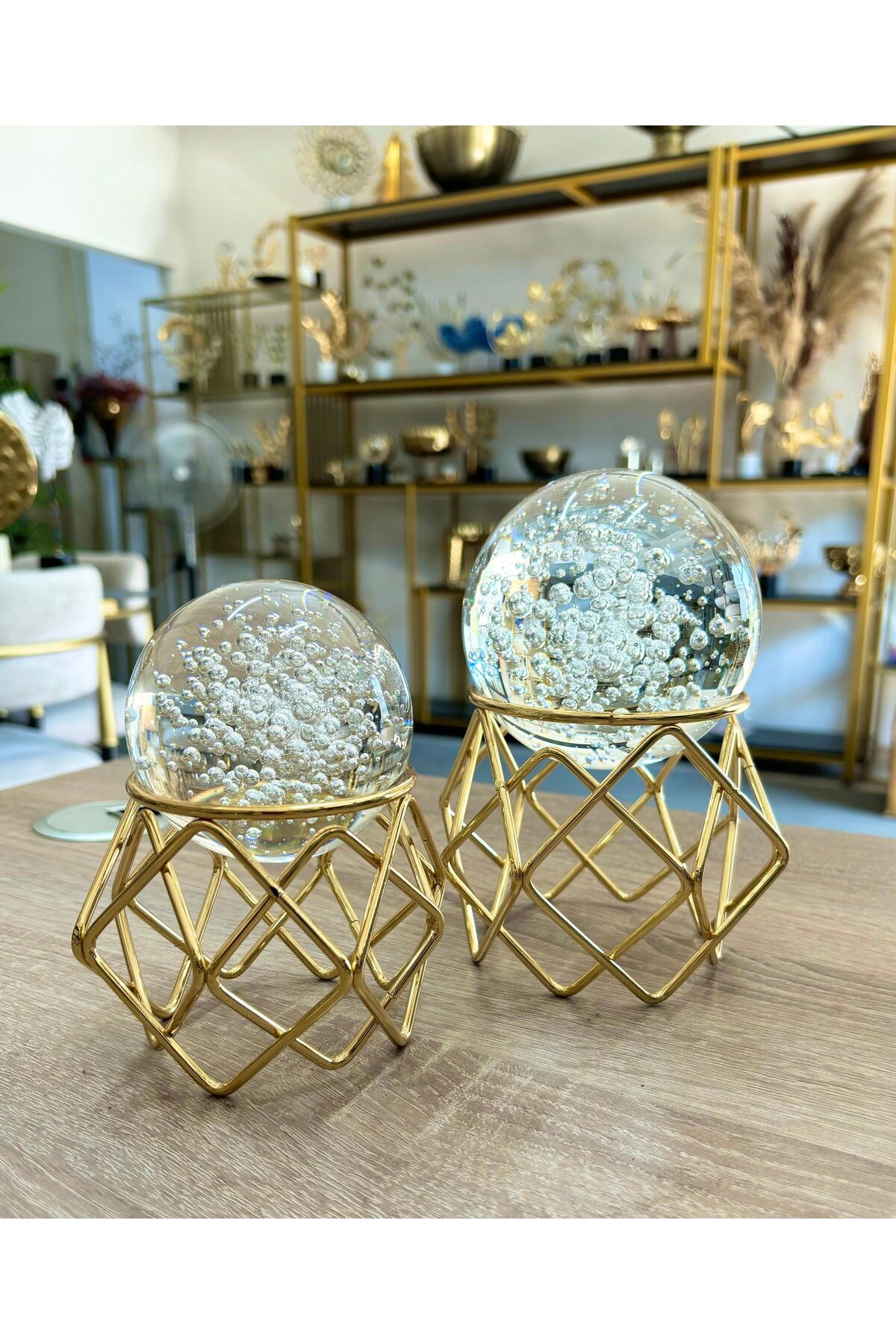 TEL ÖRGÜ DEKORATİF CAM TOP-GOLD