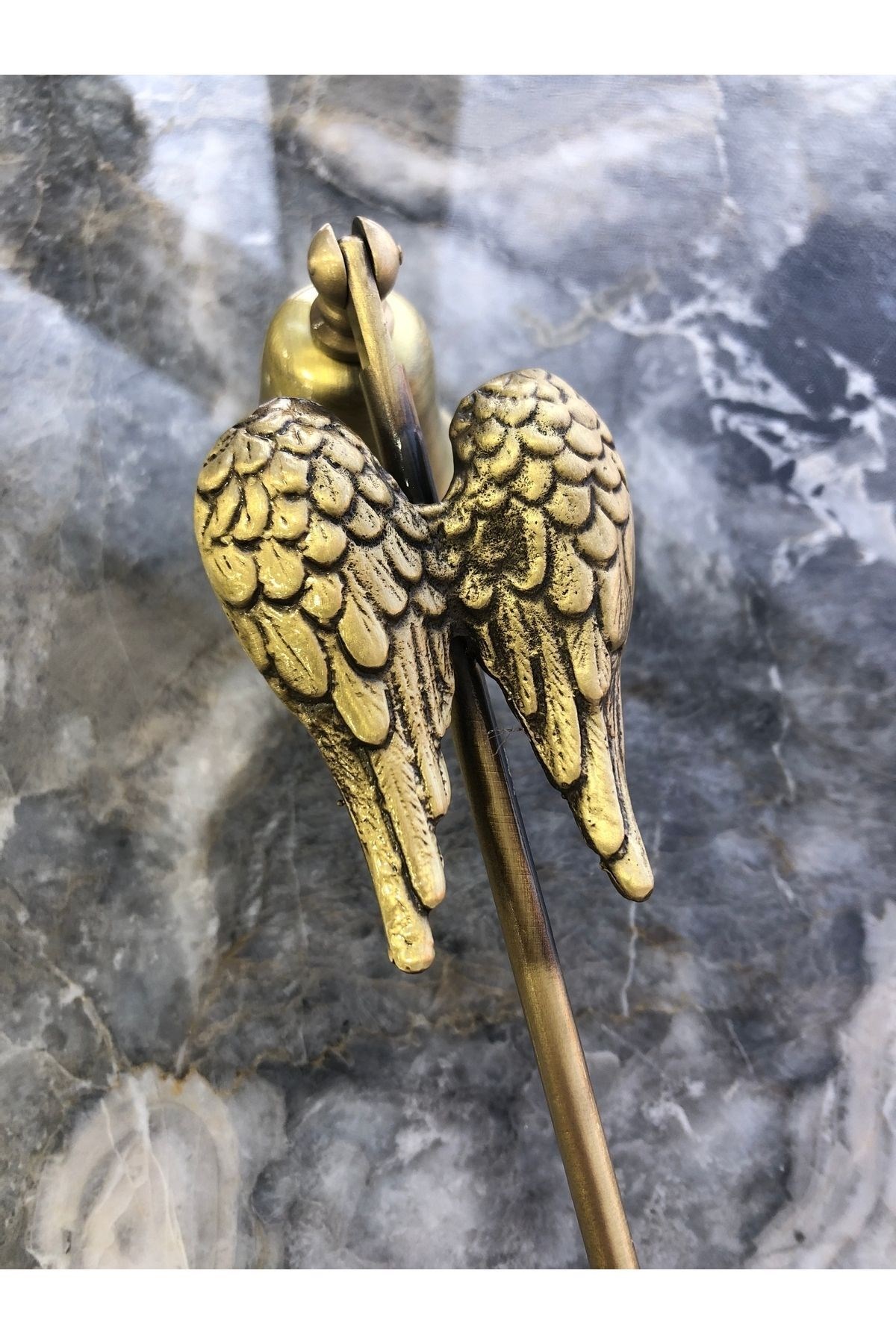 Pirinç Döküm Büyük Melek Kanatlı Metal Mum Söndürücü-eskitme(ANTİK)