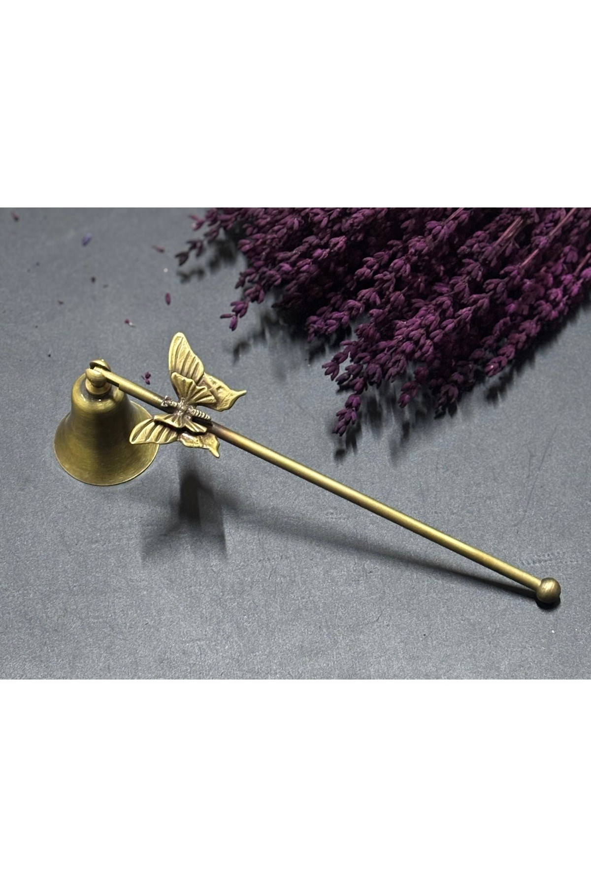 İKİ KATLI KELEBEKLİ MUM SÖNDÜRÜCÜ-ANTİK BRONZ