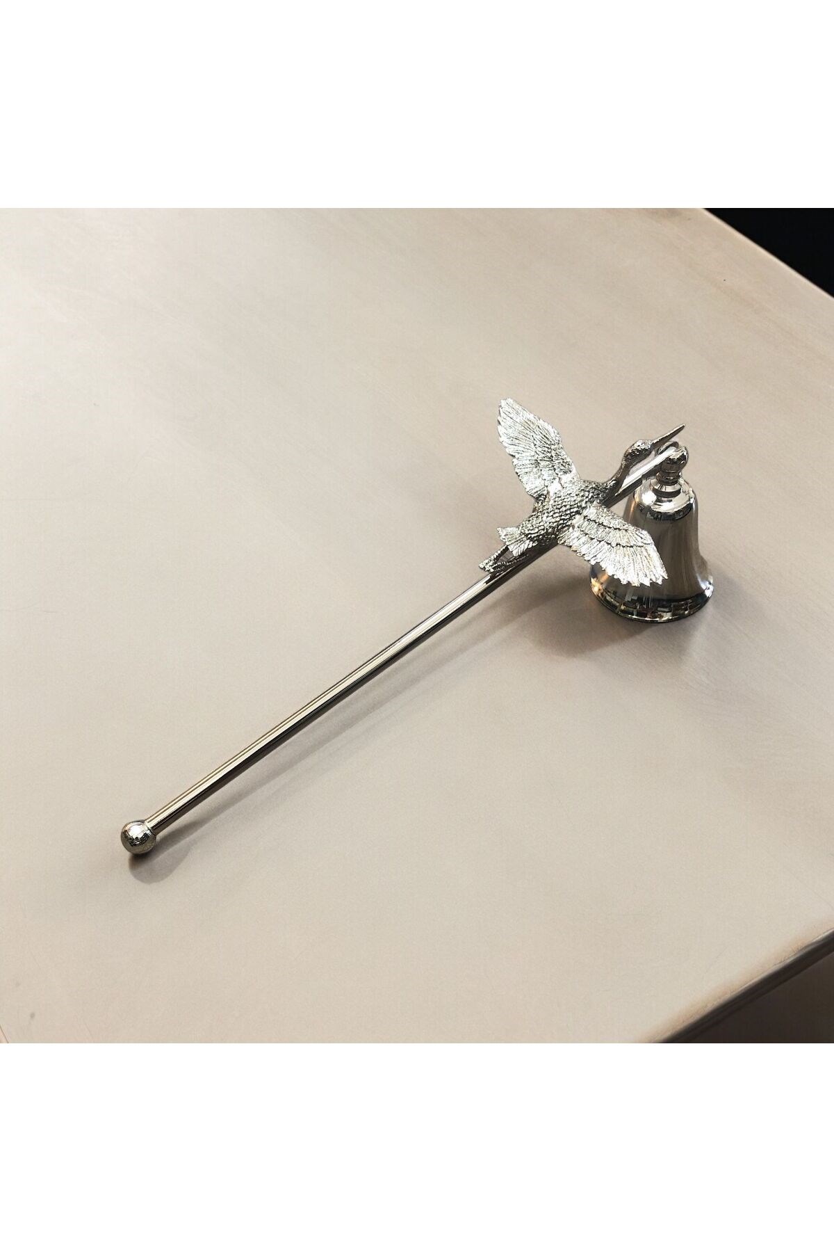 Leylekli Mum Söndürücü-gümüş