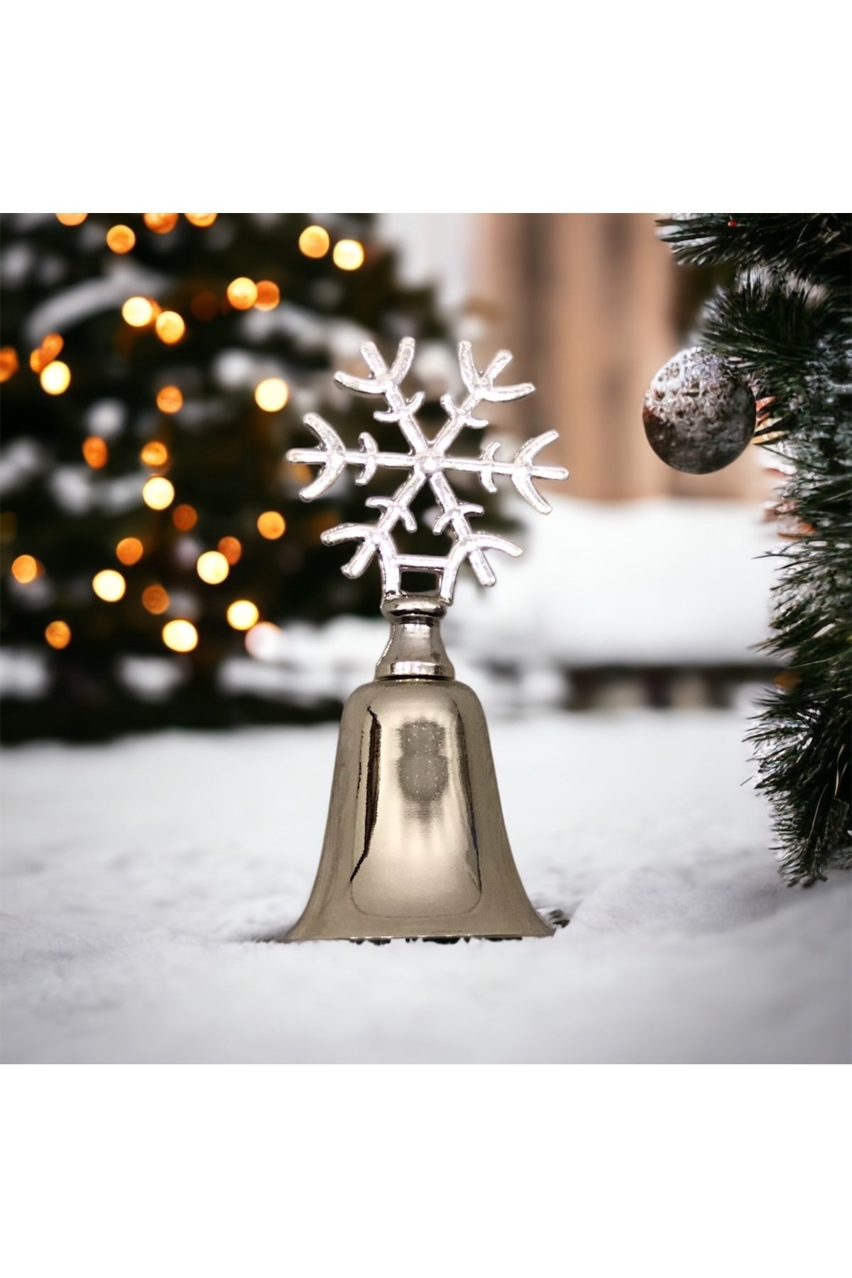 Kar Tanesi Tepelikli Metal Çan Mum Söndürücü-gümüş