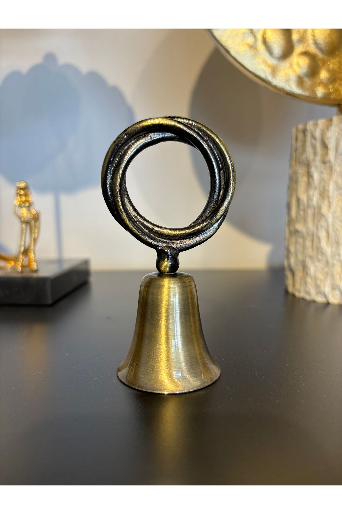Şık halka tepeli çan mum söndürücü, antik tarz dekoratif aksesuar
