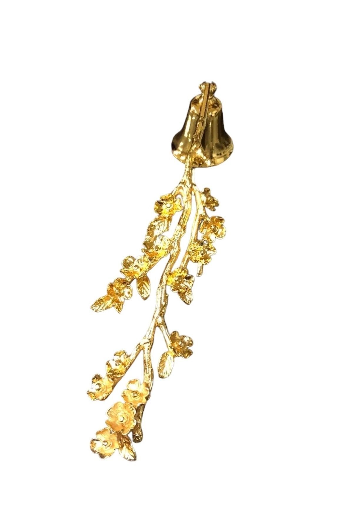 Bahar Dalı Çiçekli Metal Mum Söndürücü-gold