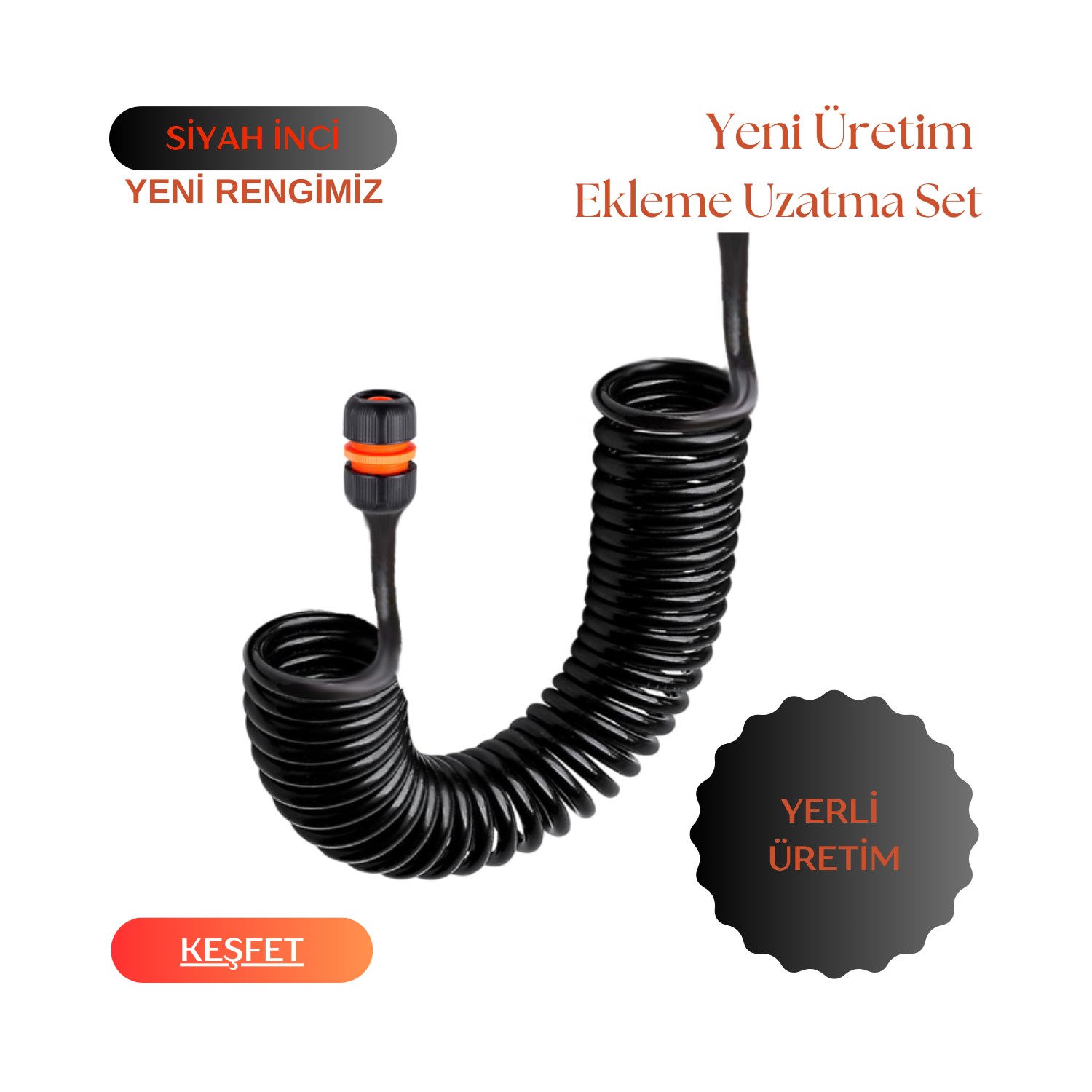 Plasyay Spiral Sulama Yıkama Hortum Setlerimiz için Uzatma Ekleme Hortumu 2.5 Metre