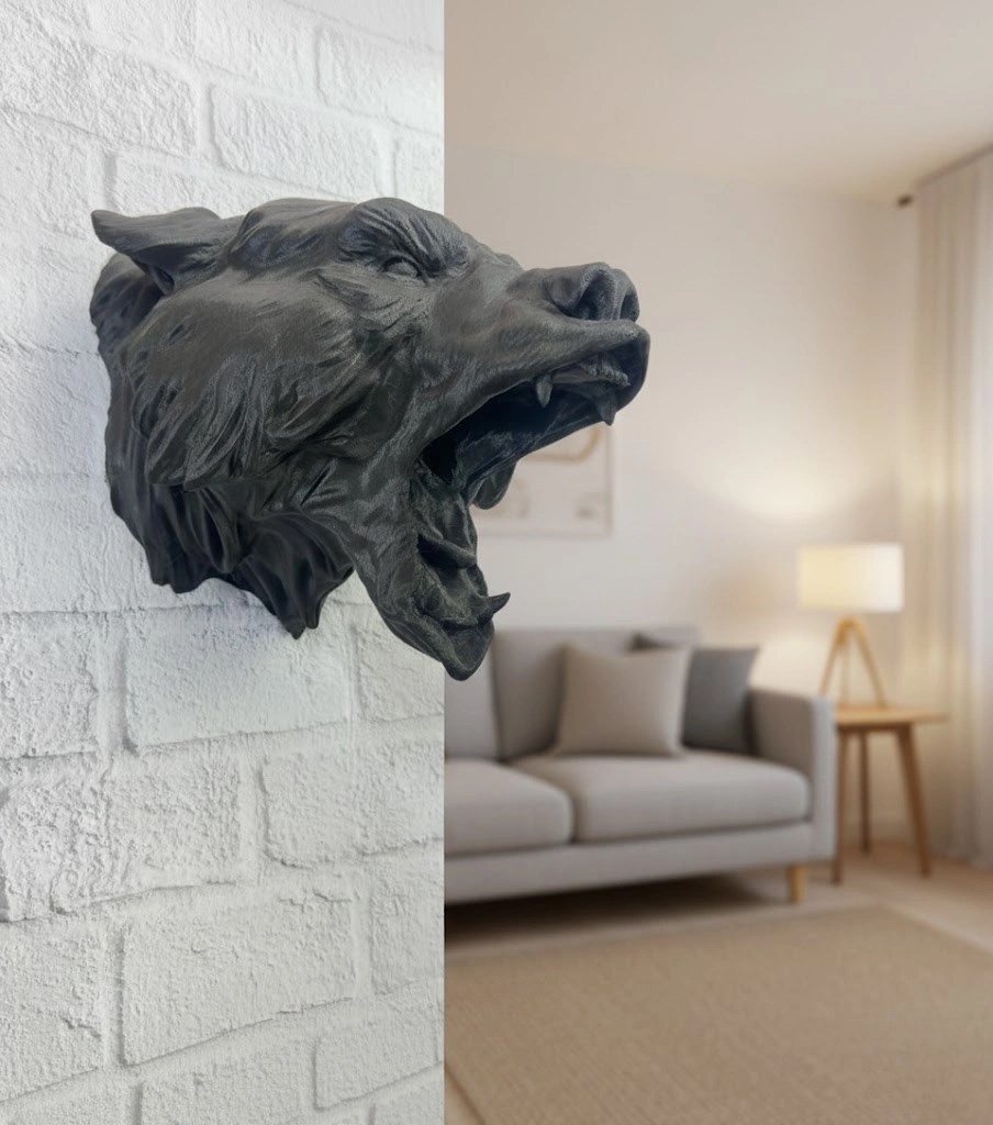 Siyah Ayı Figürü Duvar Dekoru Asılabilir Hediyelik Heykel 25x19 Cm