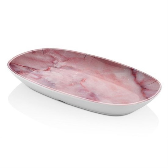 Oval Salata Tabağı 25Cm / Pembe Mermer Tabak - 30042