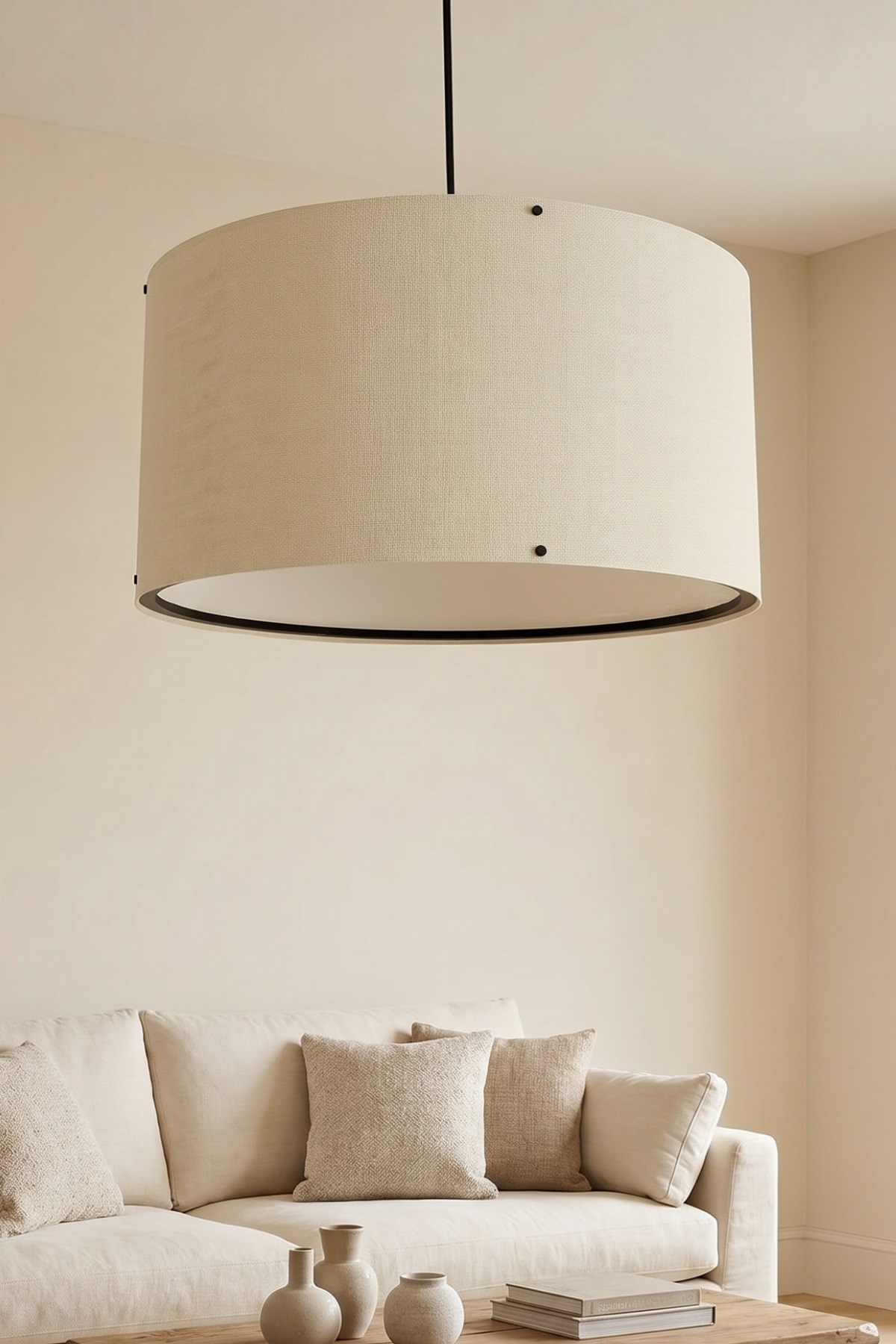 Krem Kumaş Başlıklı Sarkıt Avize 35 CM — GÖKDAĞ GROUP — görsel 2