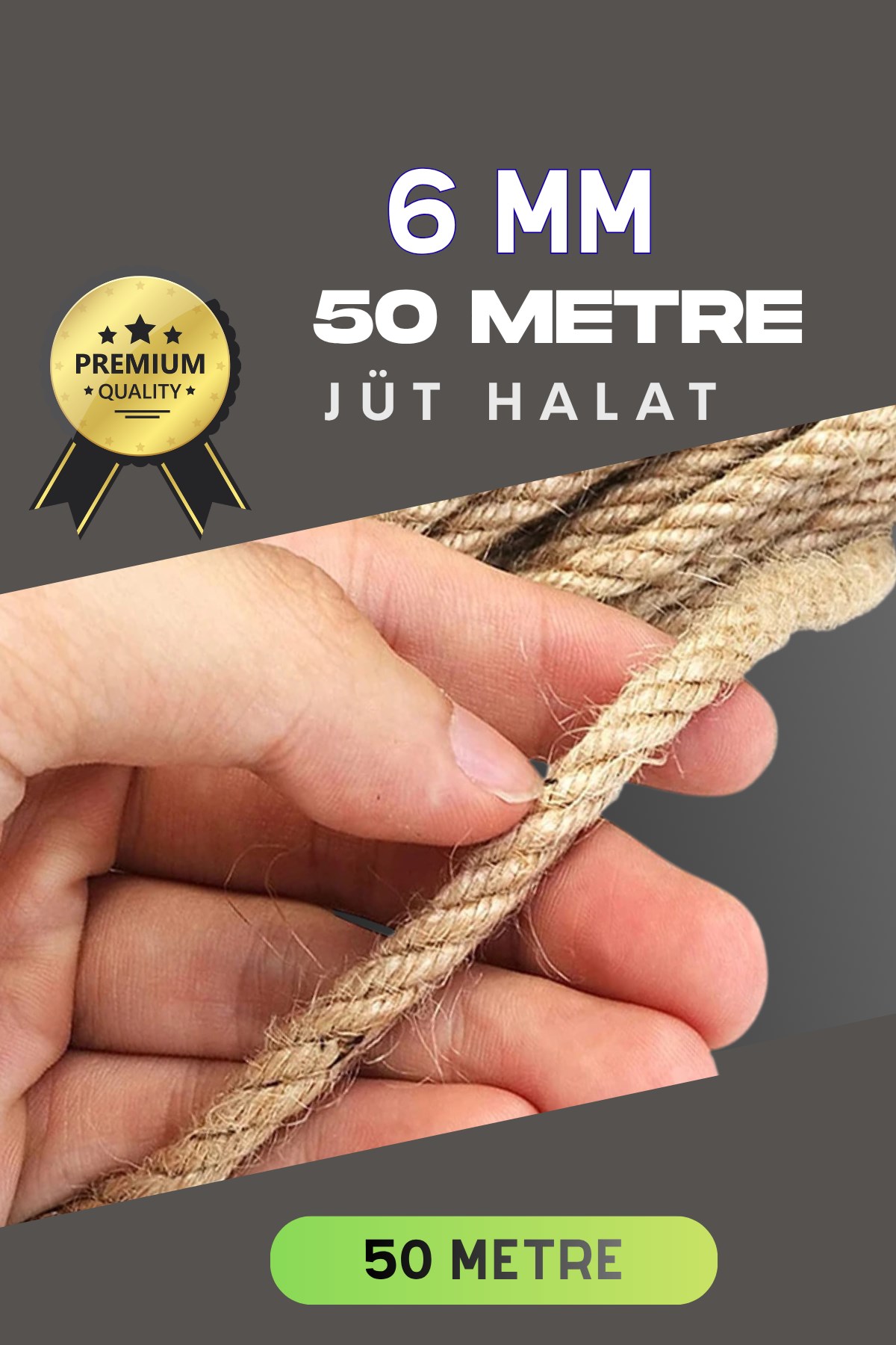 6 MM 50 Metre Jüt Halat Dekoratif Hasır İp Urgan Süs — GÖKDAĞ GROUP