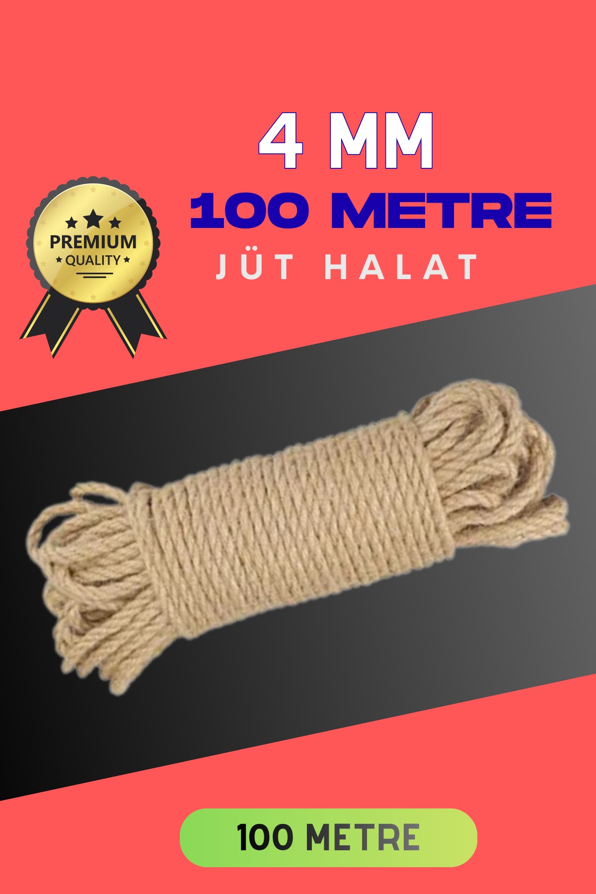 4 MM 100 Metre Jüt Halat Dekoratif Hasır İp Urgan Süs — GÖKDAĞ GROUP