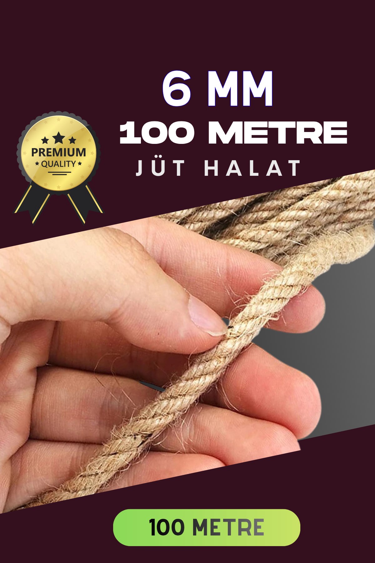 6 MM 100 Metre Jüt Halat Dekoratif Hasır İp Urgan Süs — GÖKDAĞ GROUP