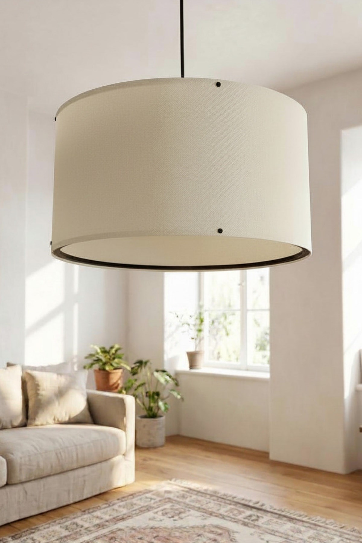 Bej Kumaş Başlıklı Sarkıt Avize 35 CM — GÖKDAĞ GROUP — görsel 2