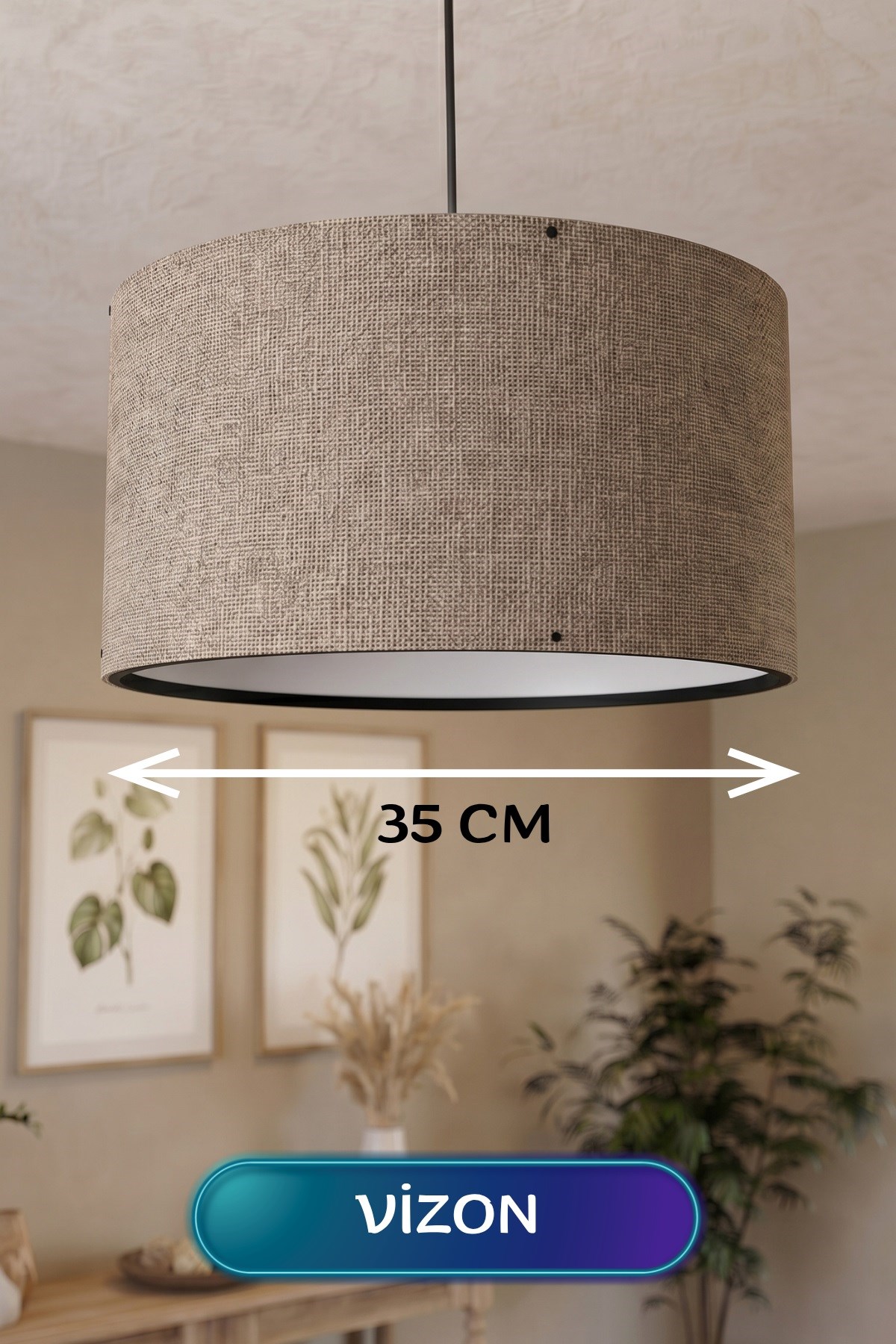 Vizon Kumaş Başlıklı Sarkıt Avize 35 CM — GÖKDAĞ GROUP