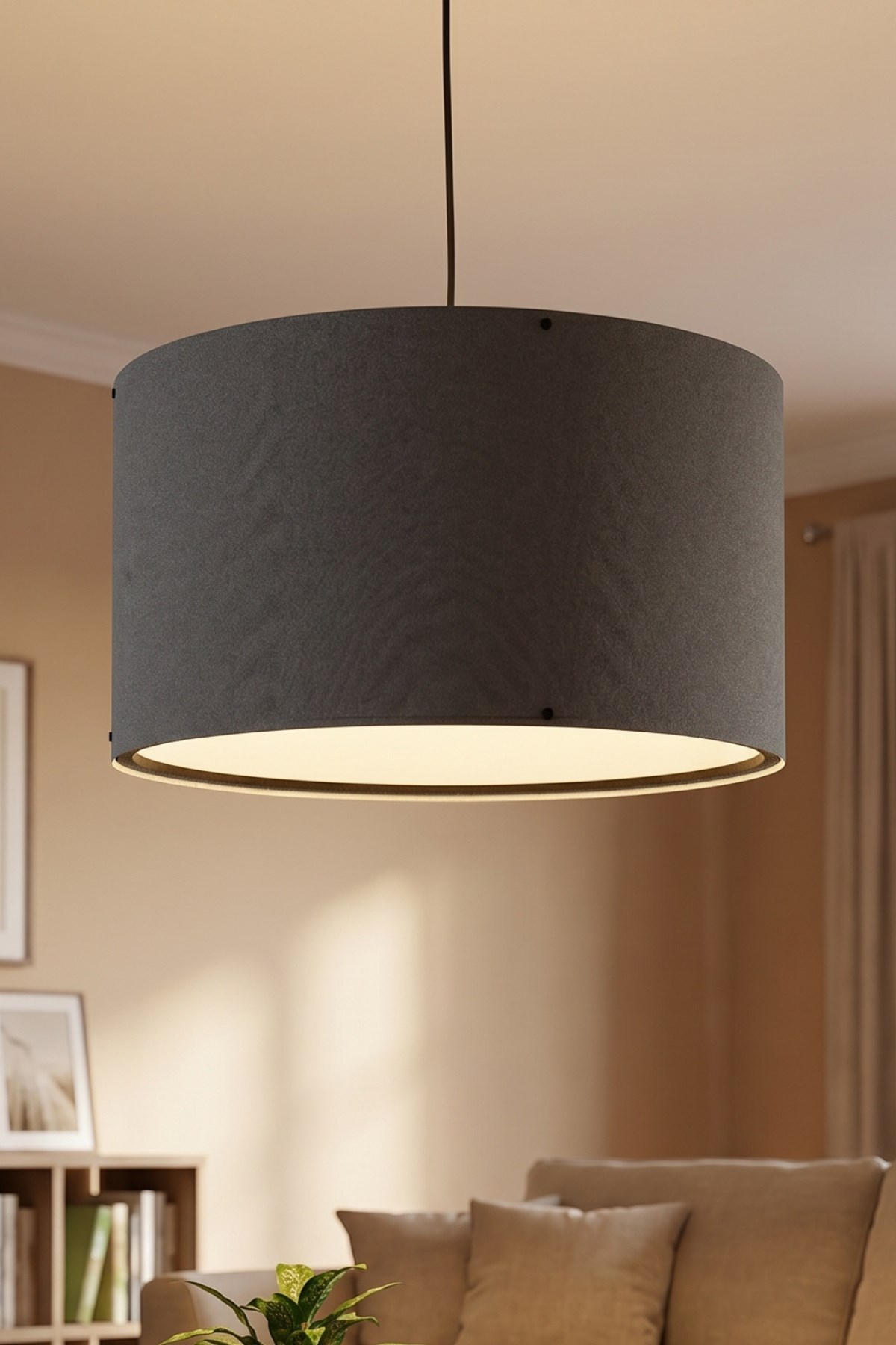 Antrasit Gri Kumaş Başlıklı Sarkıt Avize 35 CM — GÖKDAĞ GROUP — görsel 2
