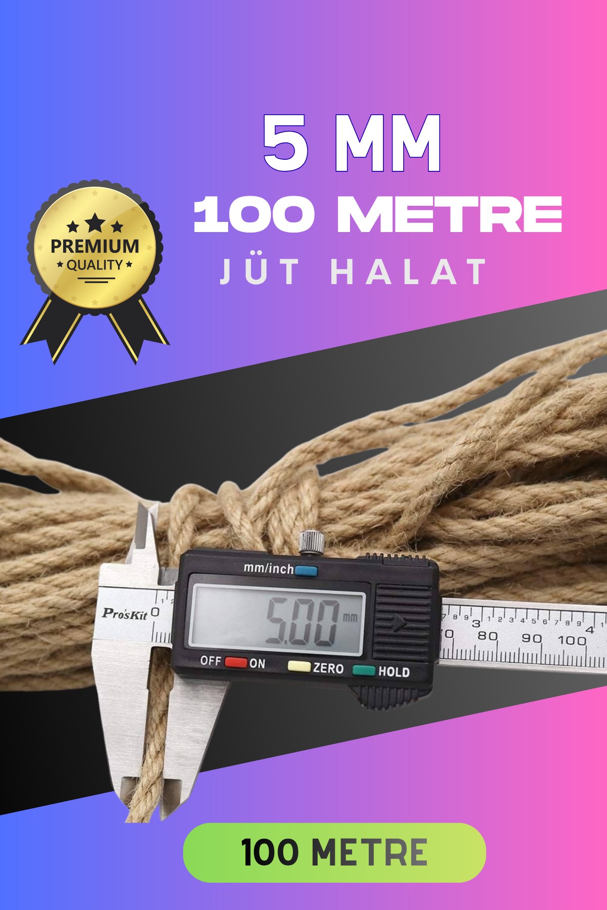 5 MM 100 Metre Jüt Halat Dekoratif Hasır İp Urgan Süs — GÖKDAĞ GROUP